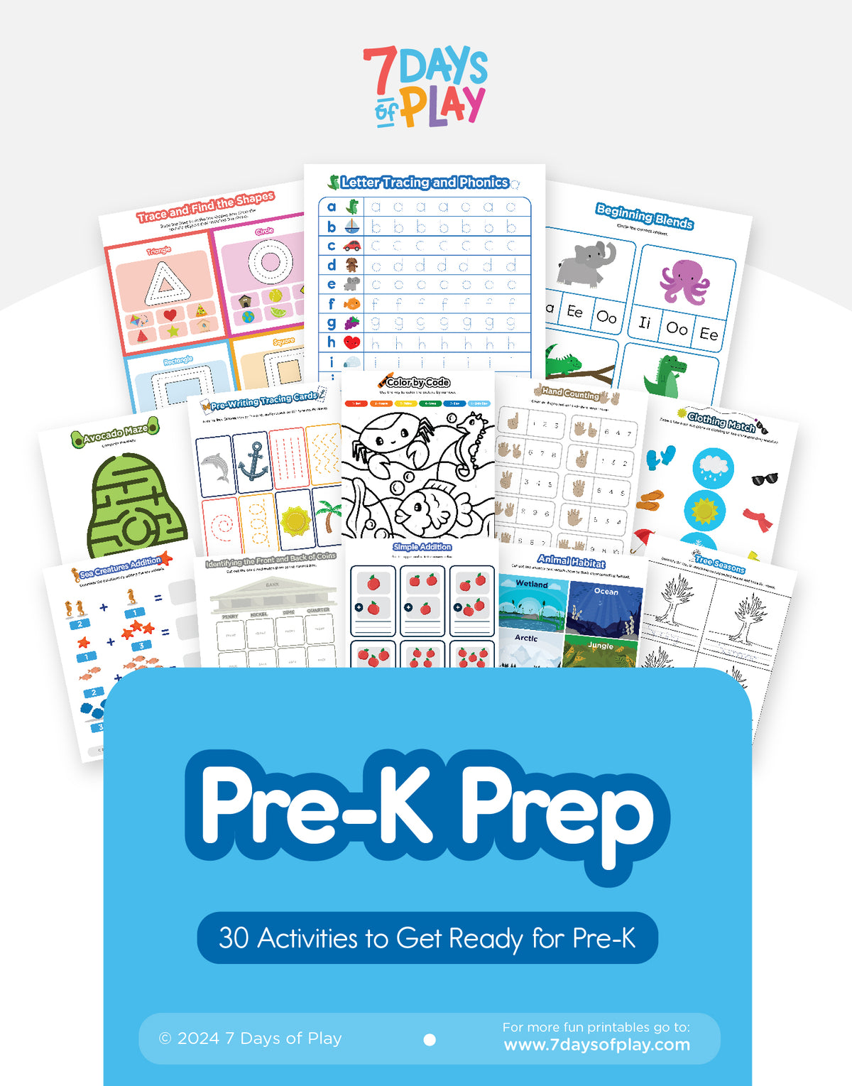 Pre-K Prep Activities - Printable