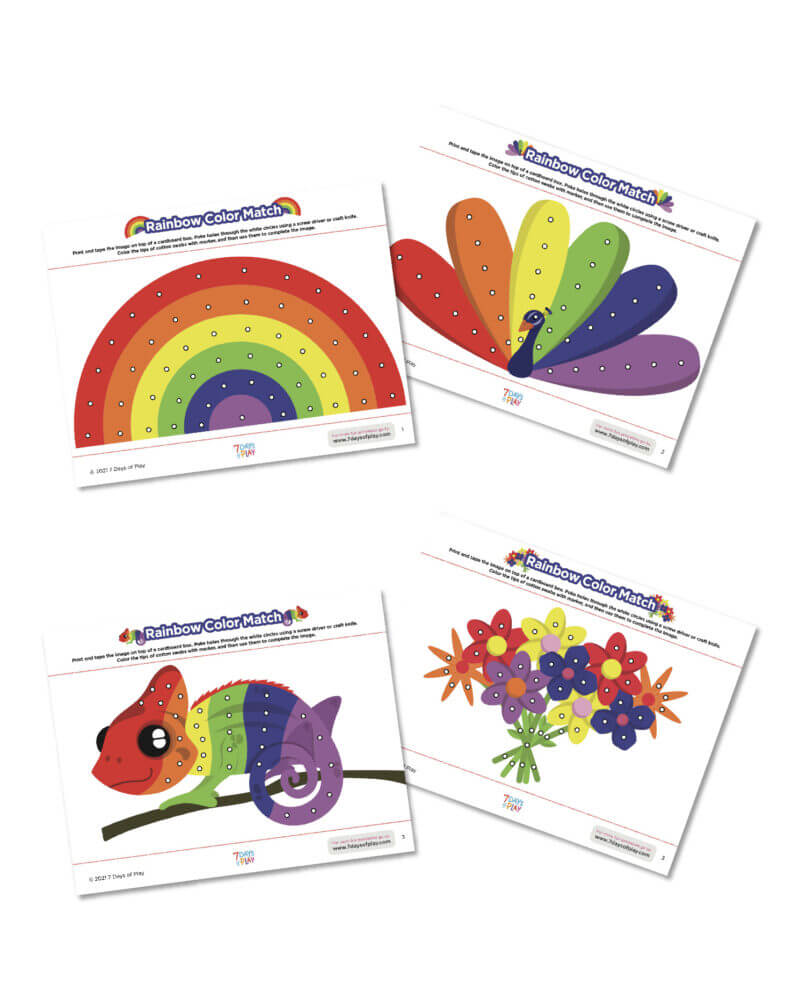 rainbow color match printable puzzle