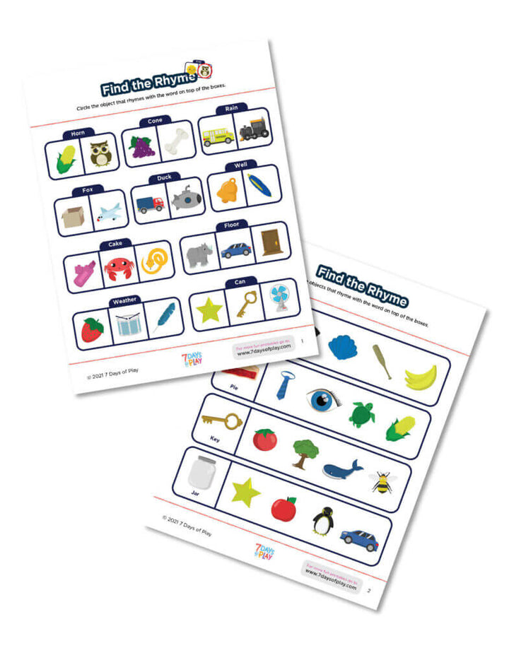 rhyme rhyming activities worksheets printables