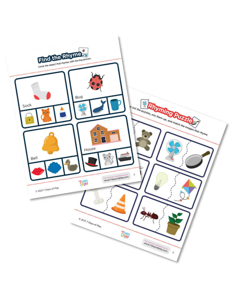 rhyme rhyming activities worksheets printables