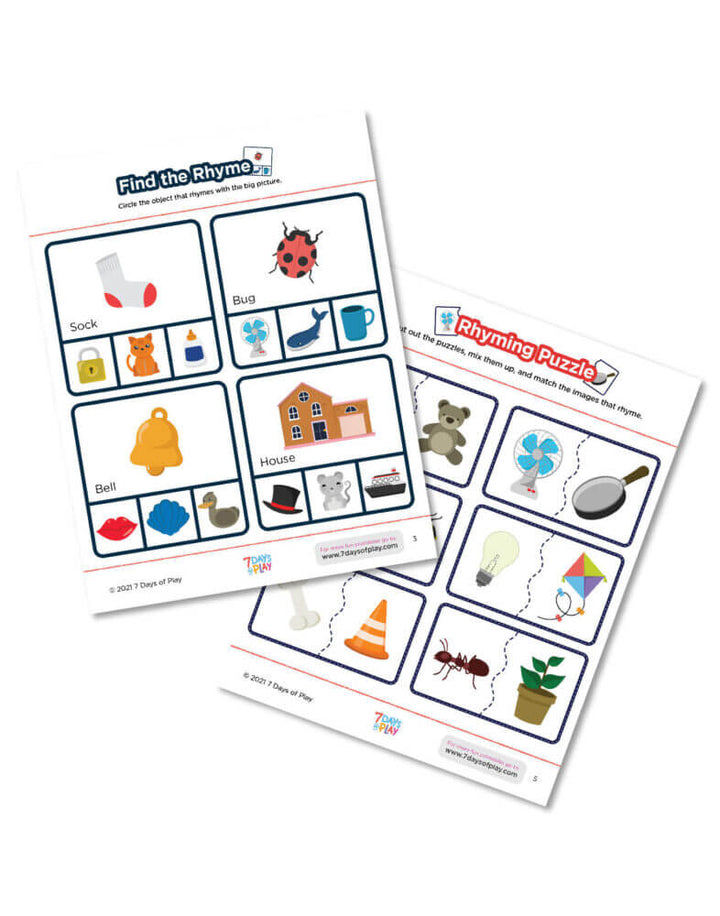 rhyme rhyming activities worksheets printables