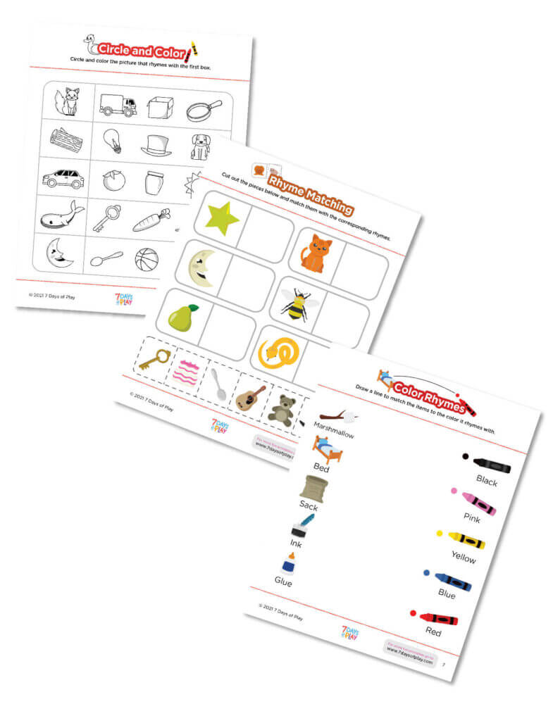 rhyme rhyming activities worksheets printables