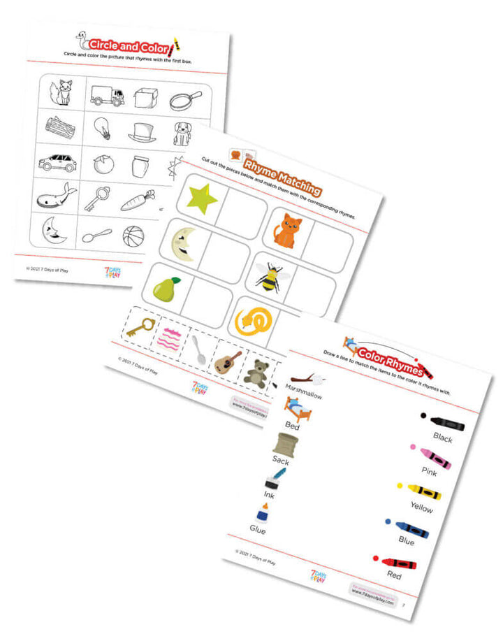 rhyme rhyming activities worksheets printables