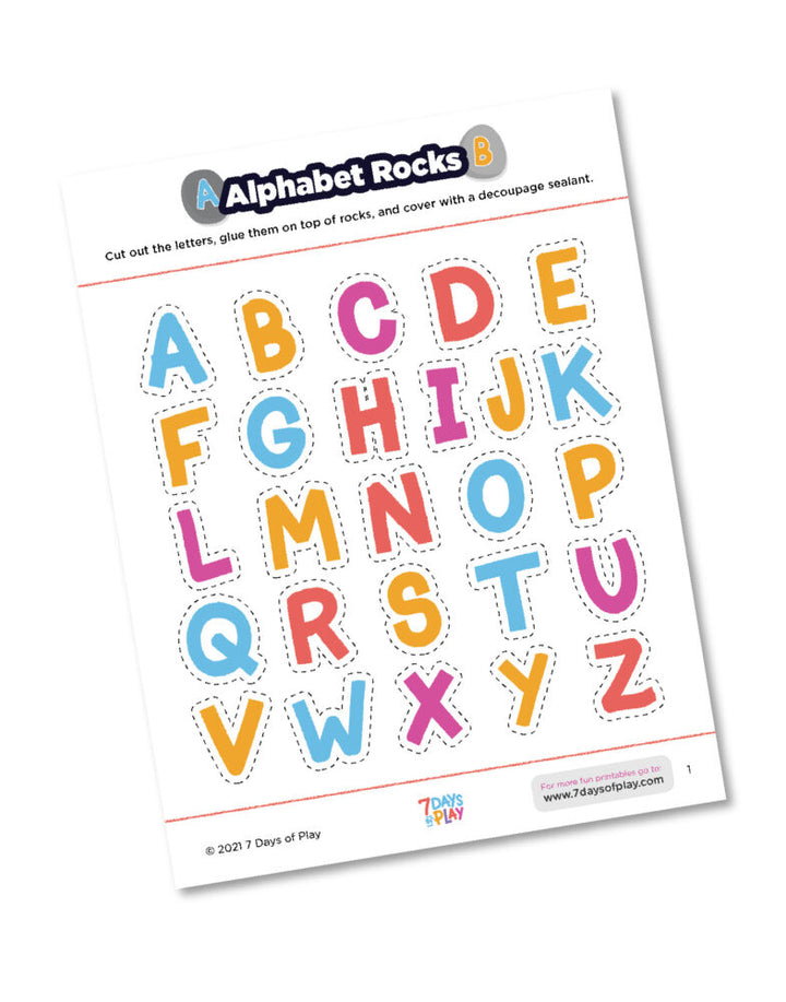 Alphabet rocks free printable activity