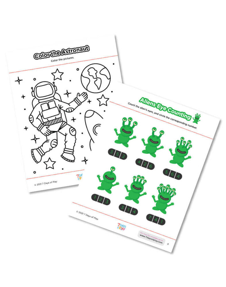 space themed worksheet astronaut diy printable early childhood education skills preschool kindergarten