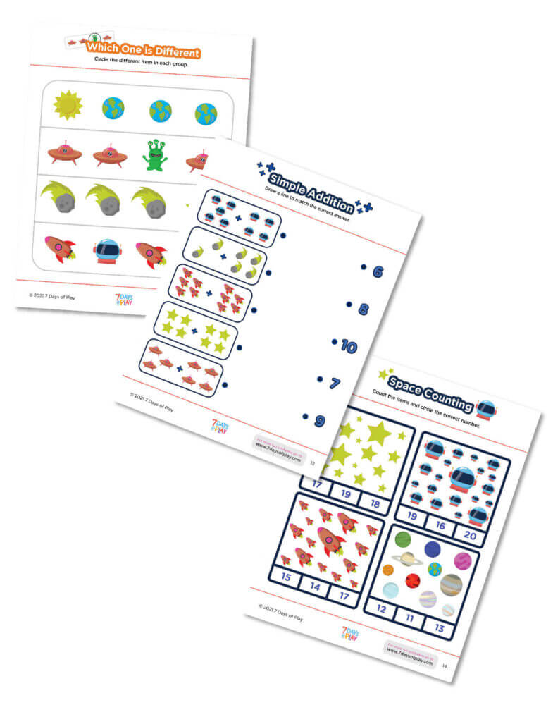 space themed worksheet astronaut diy printable early childhood education skills preschool kindergarten