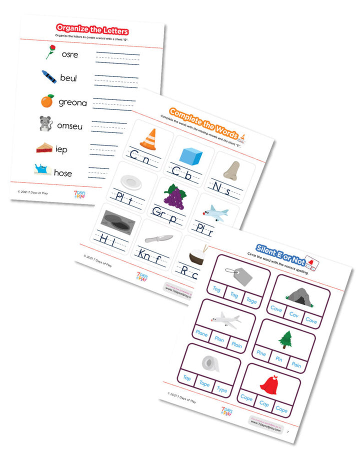 Silent E - Free Printable for Kids