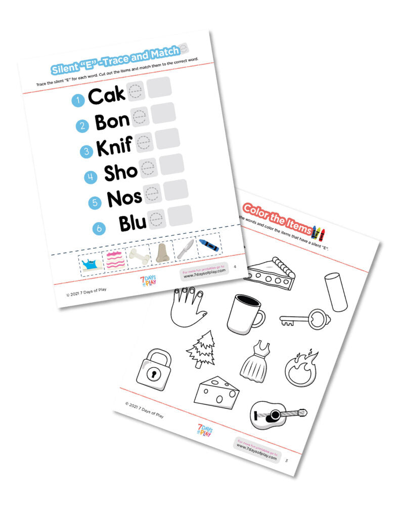 Silent E - Free Printable for Kids