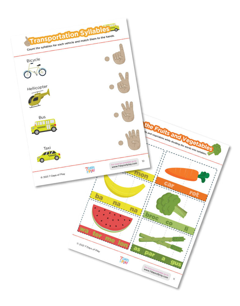 Syllables Printable - Activities for Kids