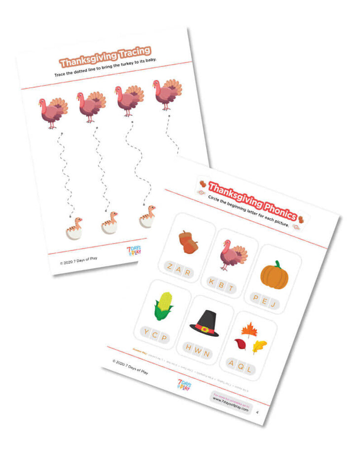 thanksgiving printable activities worksheets