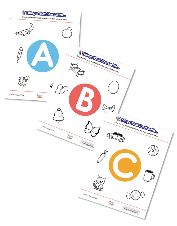 Things That Start With... - Free printable