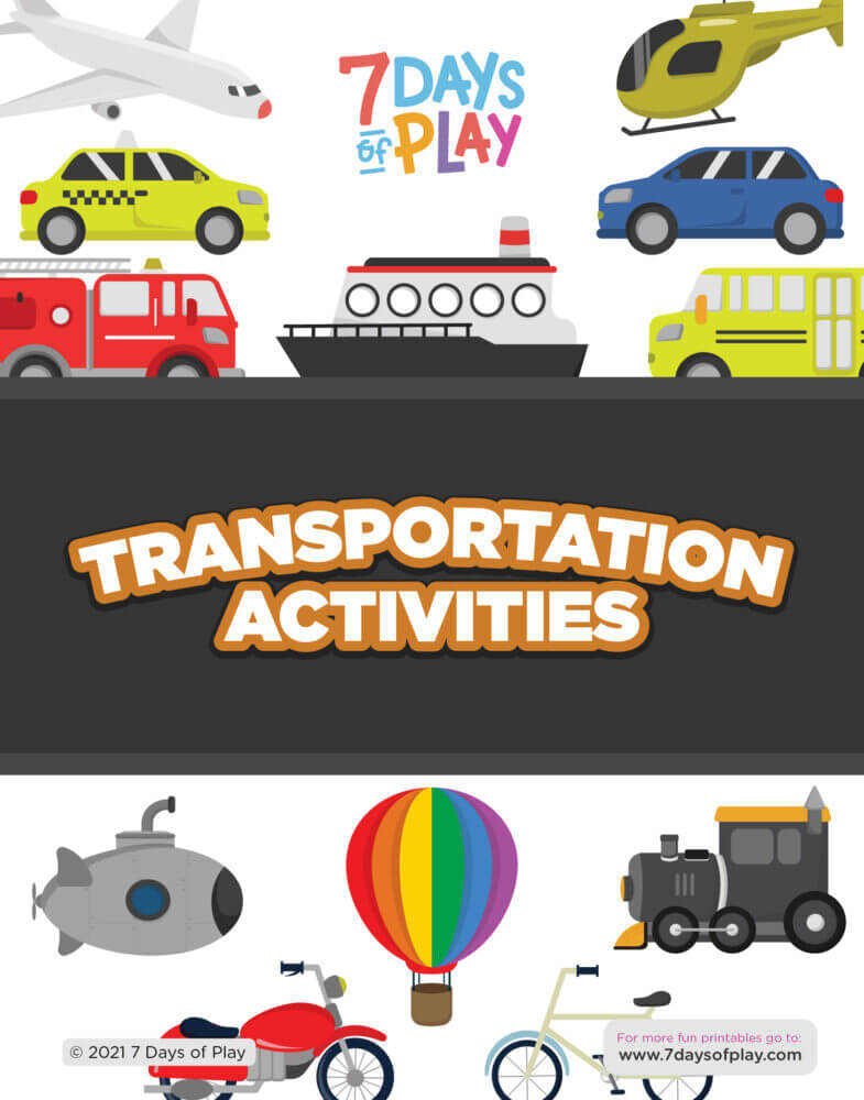 transportation printable worksheet kids cars trains planes boats