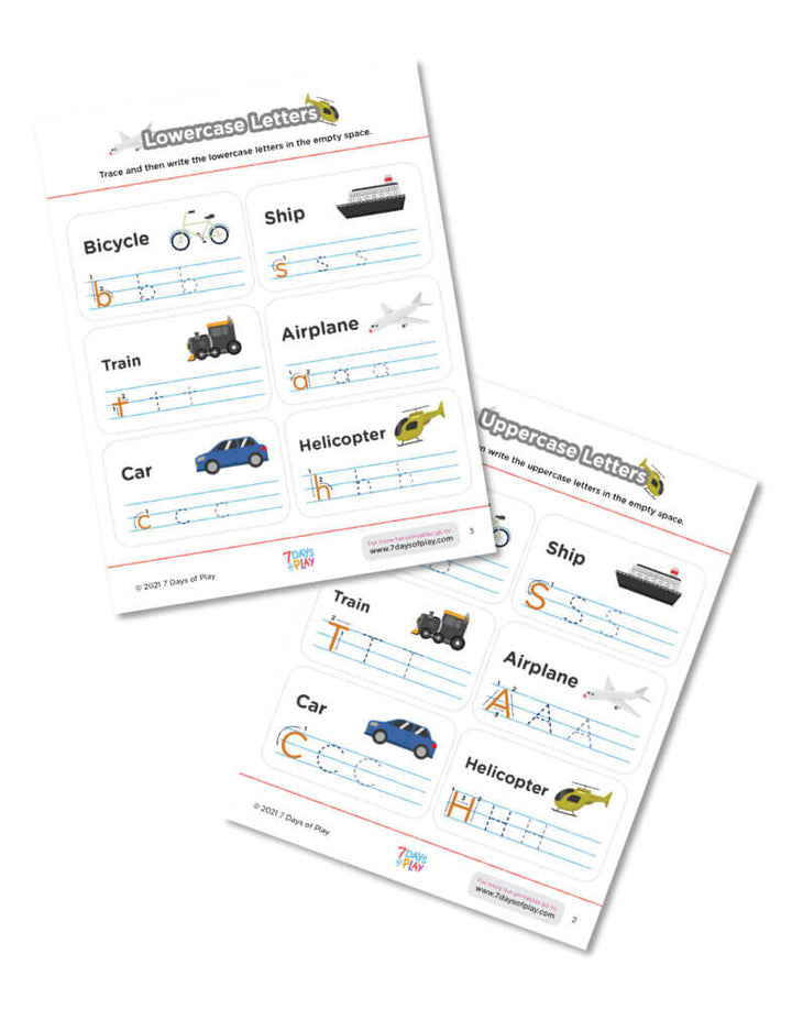 transportation printable worksheet kids cars trains planes boats