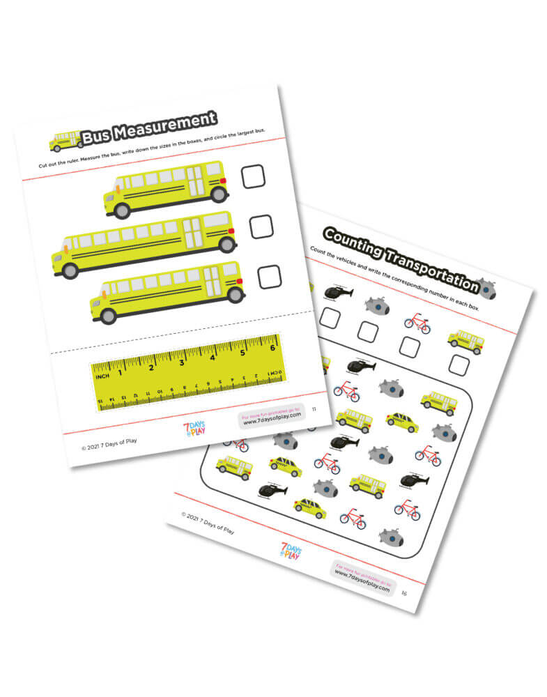 transportation printable worksheet kids cars trains planes boats