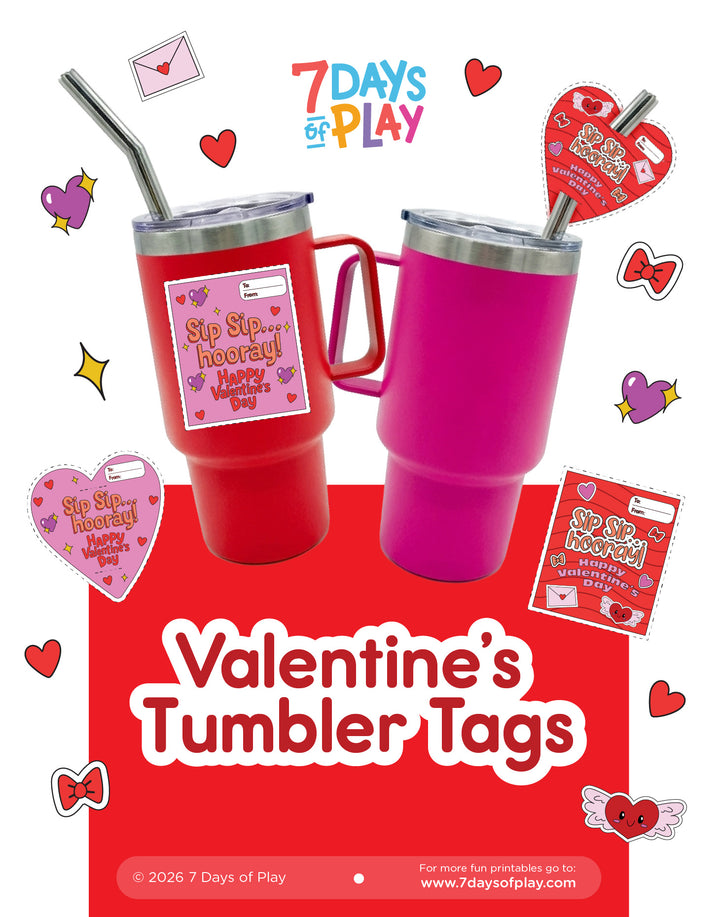 Valentine’s Tumbler Tags Printable for Kids Classroom Gifts | Mini Tumbler Valentine Tags