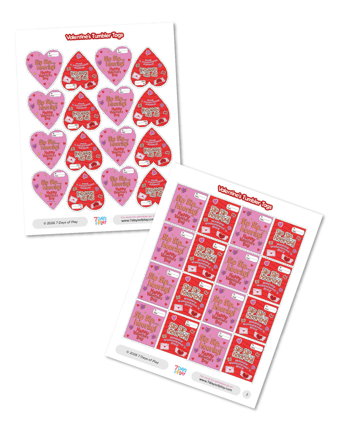 Valentine’s Tumbler Tags Printable for Kids Classroom Gifts | Mini Tumbler Valentine Tags