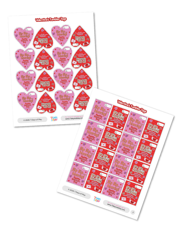 Valentine’s Tumbler Tags Printable for Kids Classroom Gifts | Mini Tumbler Valentine Tags