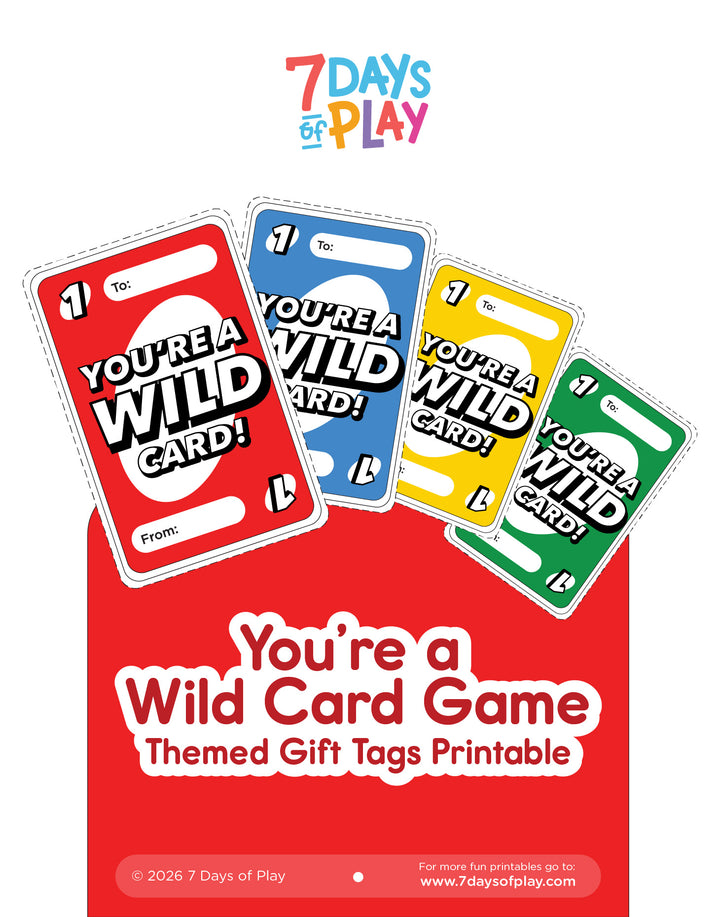 You’re a Wild Card Gift Tags Printable | Game-Themed Party Favor Tags for Kids