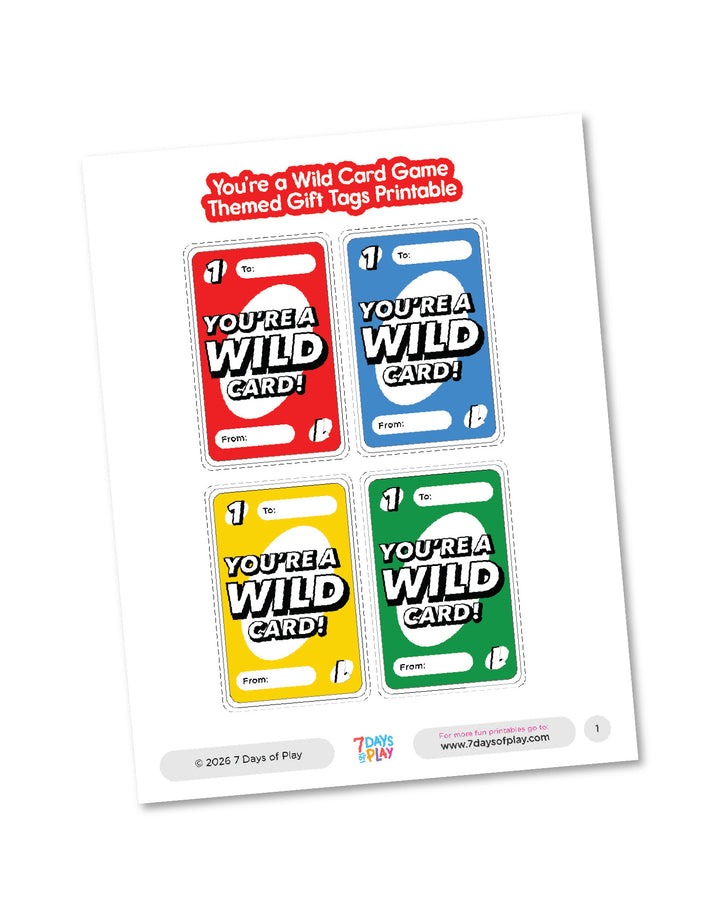 You’re a Wild Card Gift Tags Printable | Game-Themed Party Favor Tags for Kids