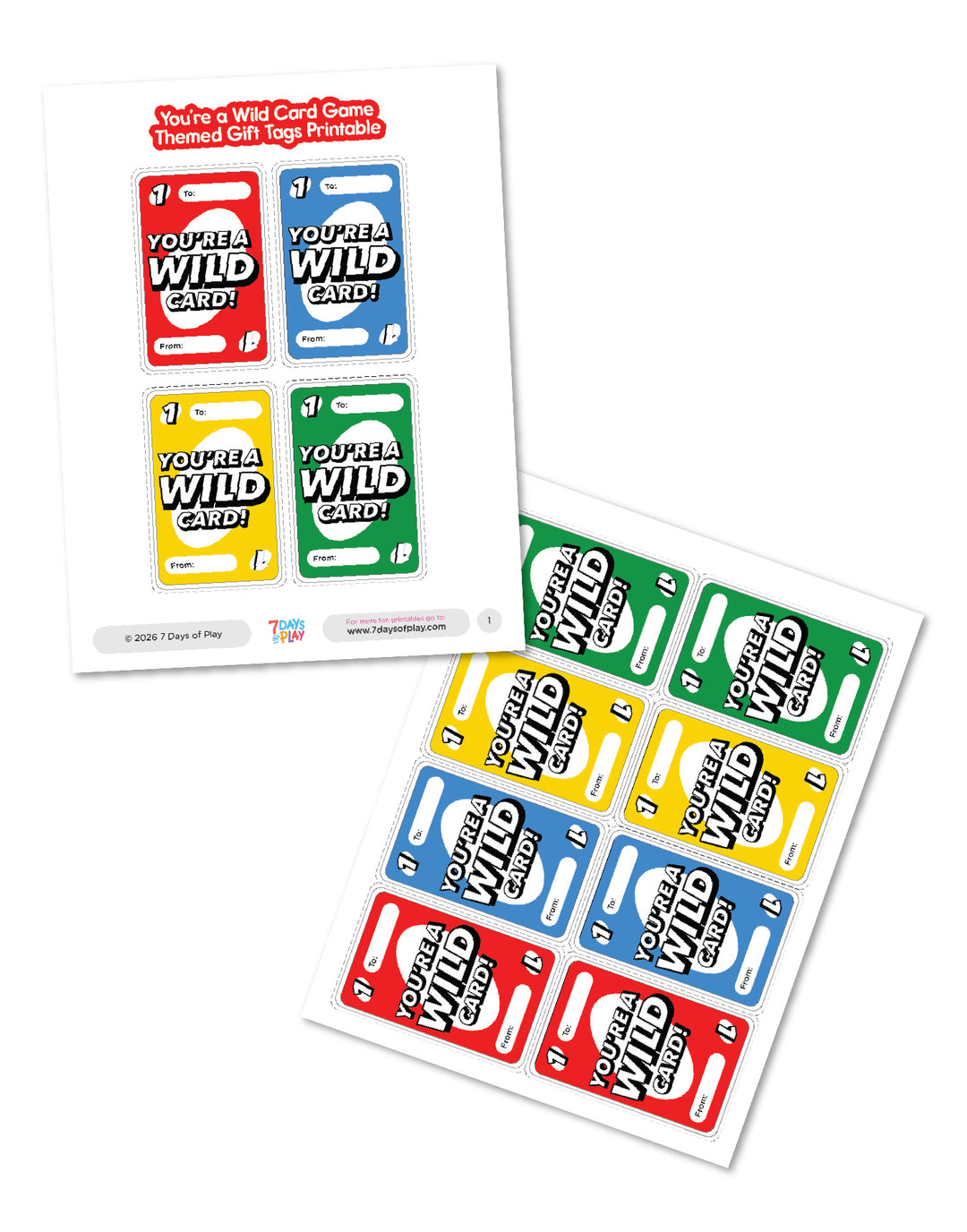 You’re a Wild Card Gift Tags Printable | Game-Themed Party Favor Tags for Kids