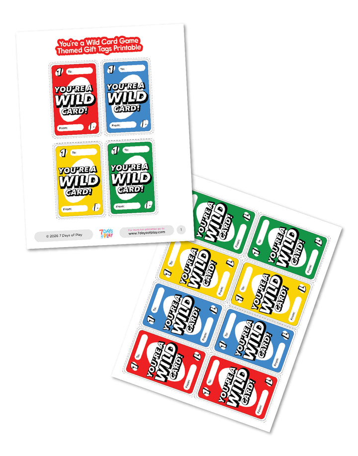 You’re a Wild Card Gift Tags Printable | Game-Themed Party Favor Tags for Kids