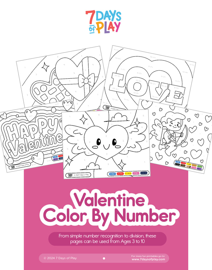 Valentine Color By Number - Printable