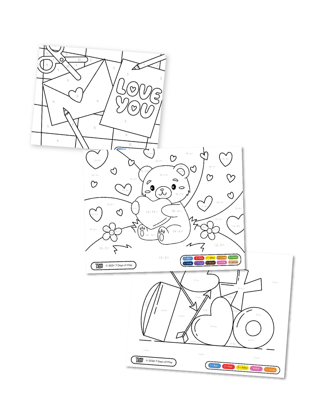 Valentine Color By Number - Printable