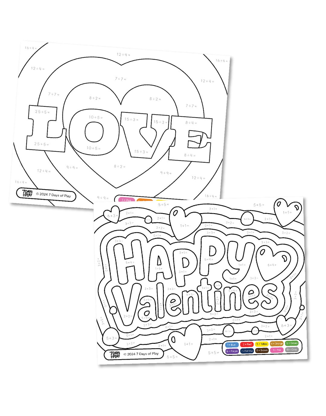 Valentine Color By Number - Printable