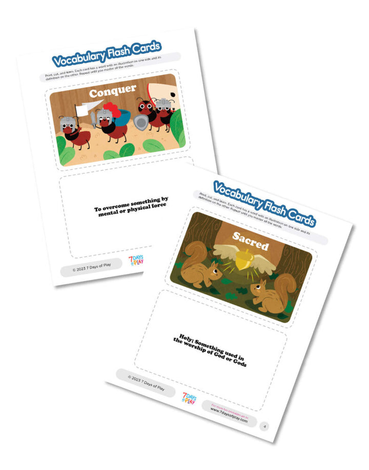Vocabulary List 1 - Printable for Kids
