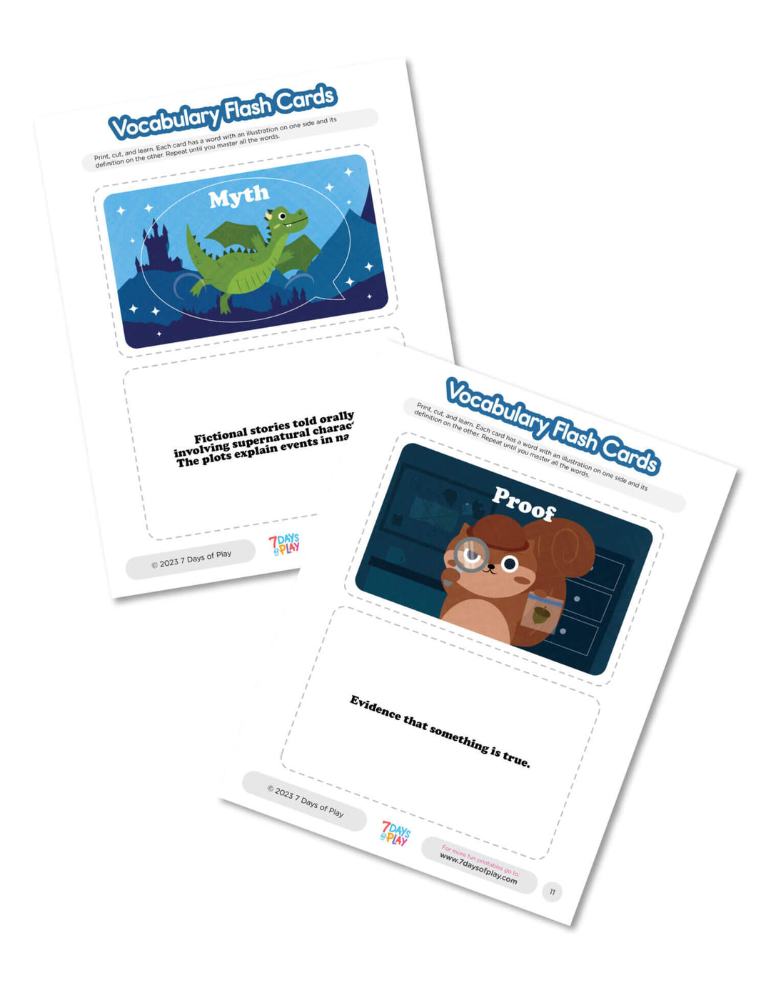 Vocabulary List 3 - Printable for Kids