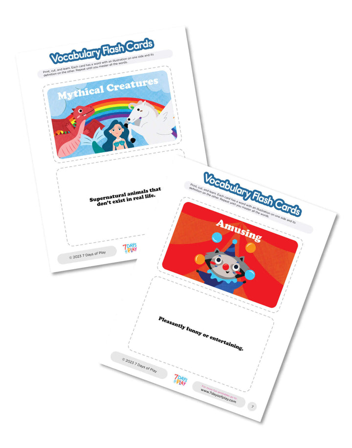 Vocabulary List 3 - Printable for Kids