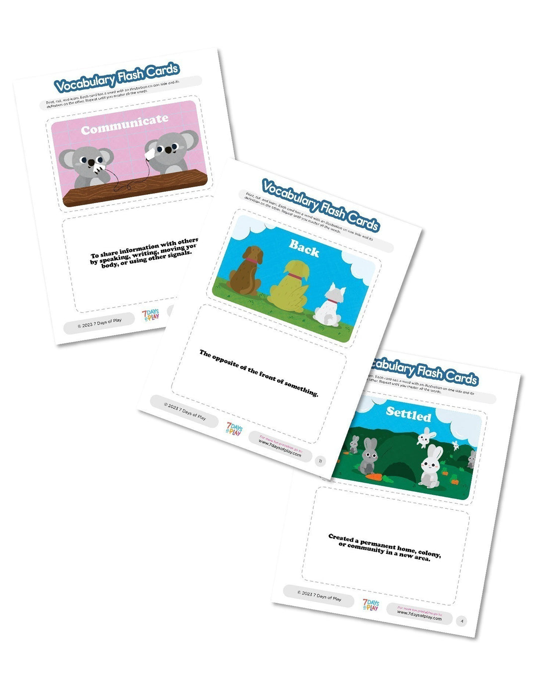 Vocabulary List 6 - Printable for Kids