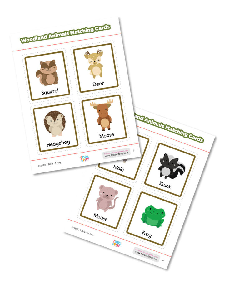 Woodland Animal Matching Cards - Printable