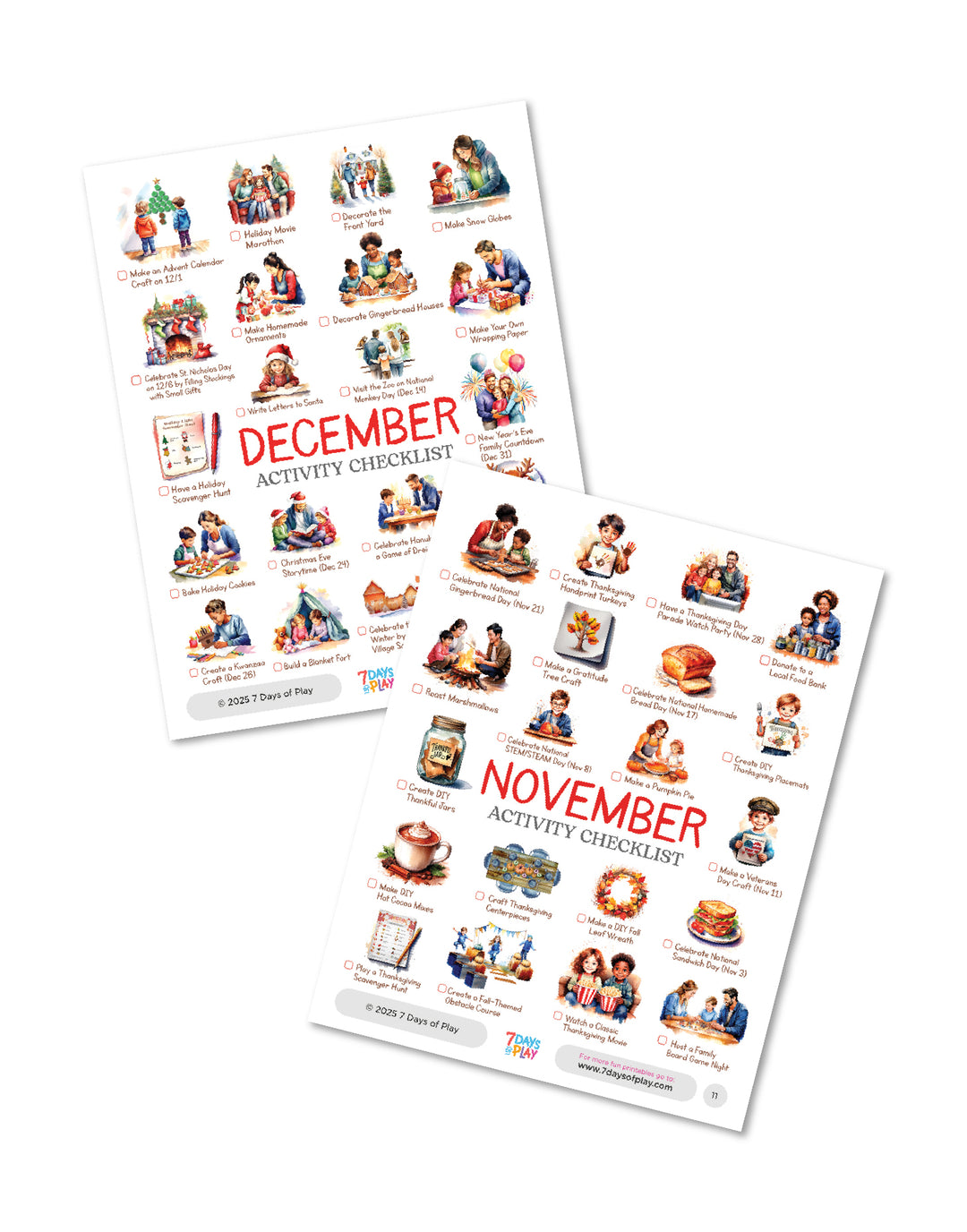 A Year of Family Fun: Monthly Activity Checklists 2025 - Printable