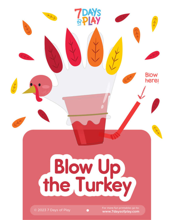 Blow up the turkey Thanksgiving printable craft