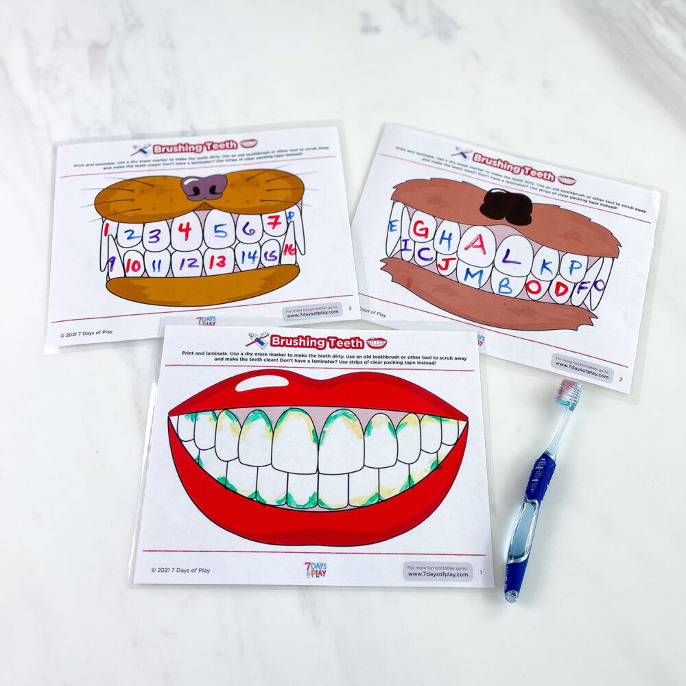 brushing teeth activity printable worksheet