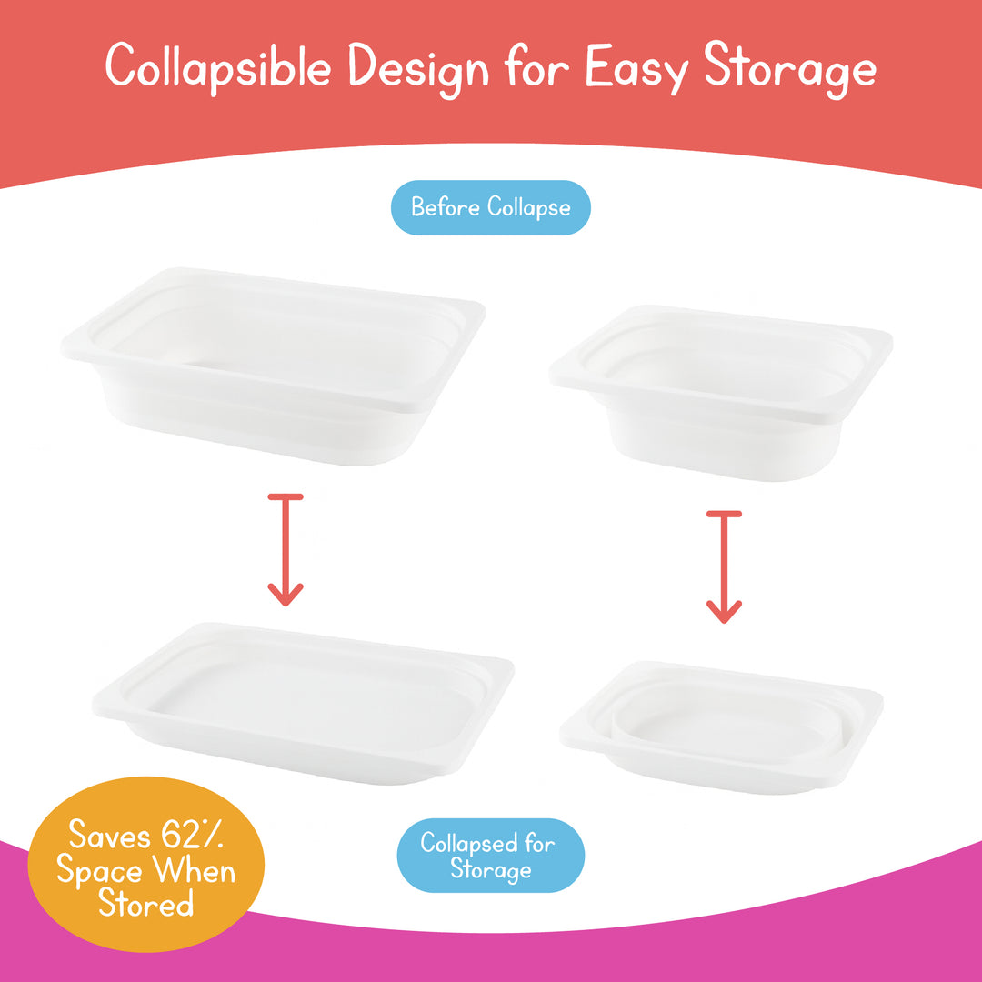 Collapsible design opens and folds flat for space-saving storage