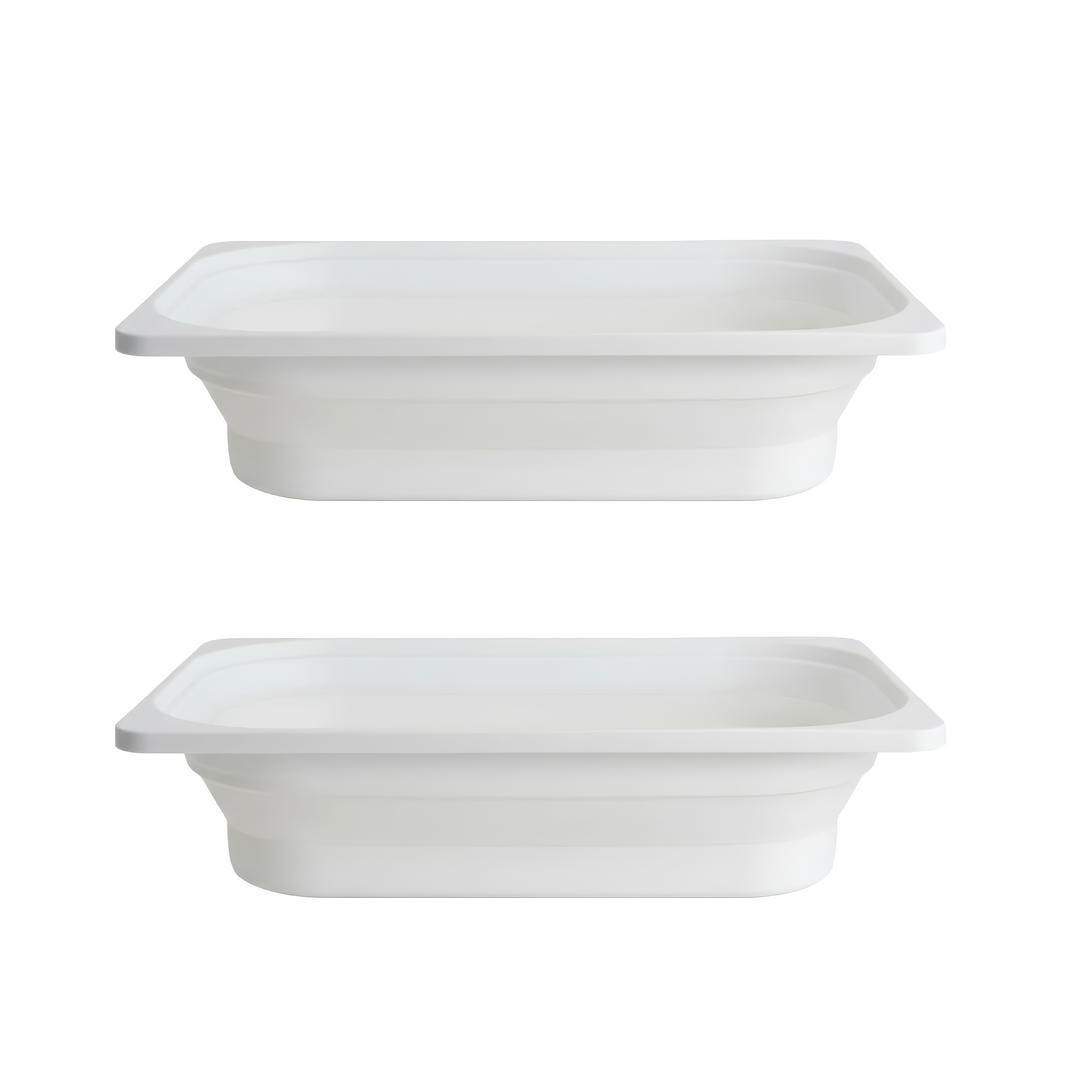 Large Bin Set 2-Pack: two large off-white collapsible storage bins that fold flat, no lids