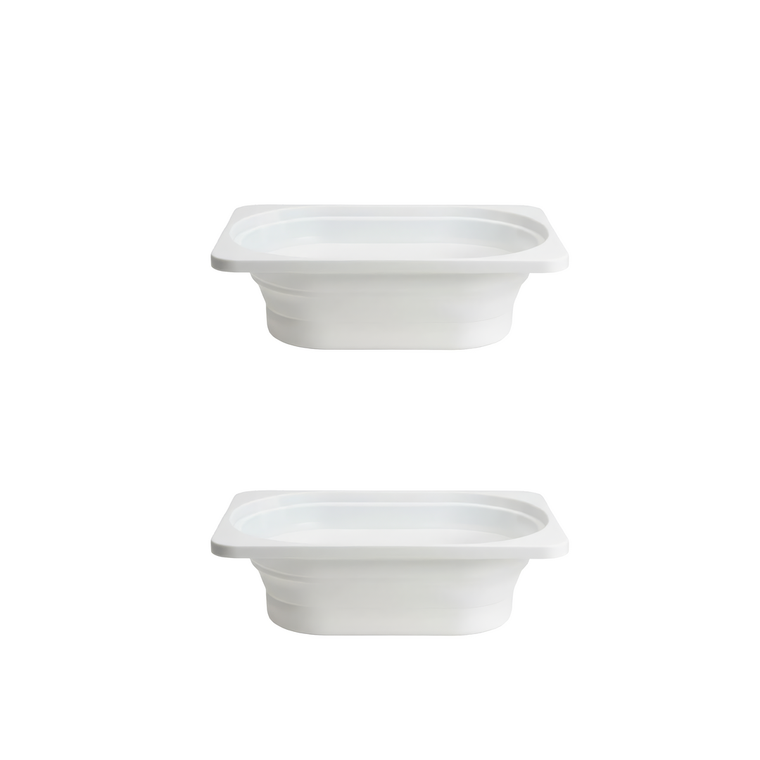 Small Bin Set 2-Pack: two off-white collapsible storage bins with fold-flat sides