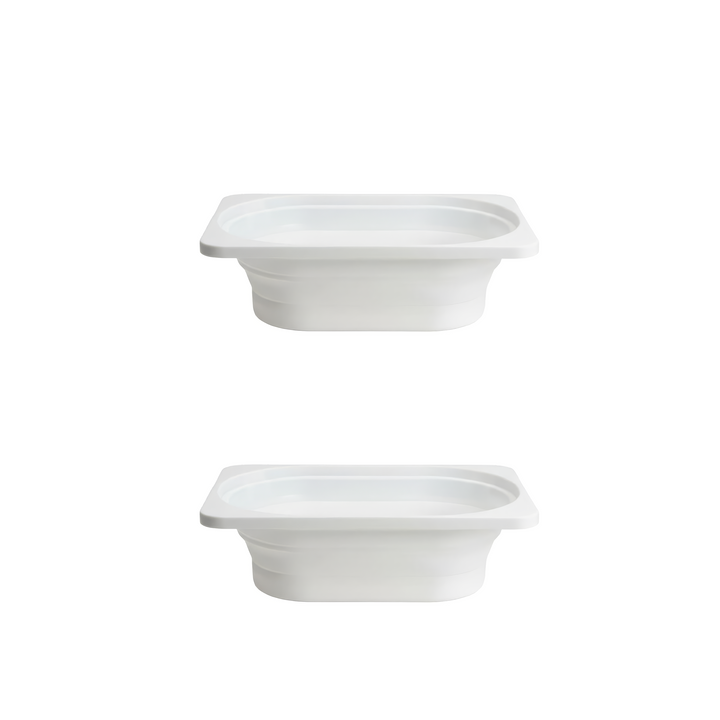 Small Bin Set 2-Pack: two off-white collapsible storage bins with fold-flat sides