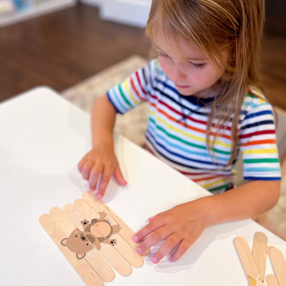 Make your own wooden puzzles using craft sticks with these free printable pictures of woodland animals!