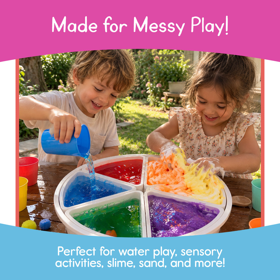 Made for messy play - the Round Sensory Bin holds water, slime, sand and sensory activities