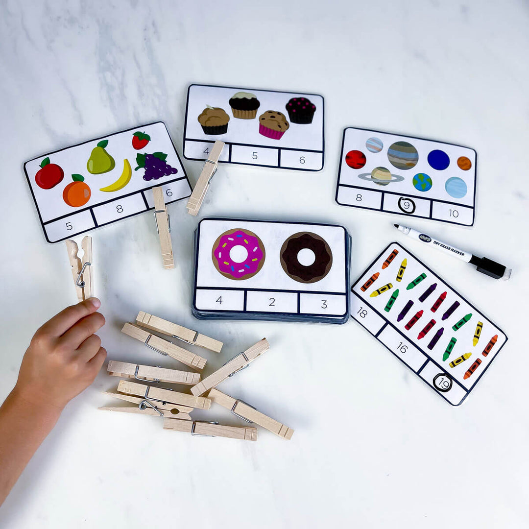 printable number cards 1-20 hands on clothespins pegs