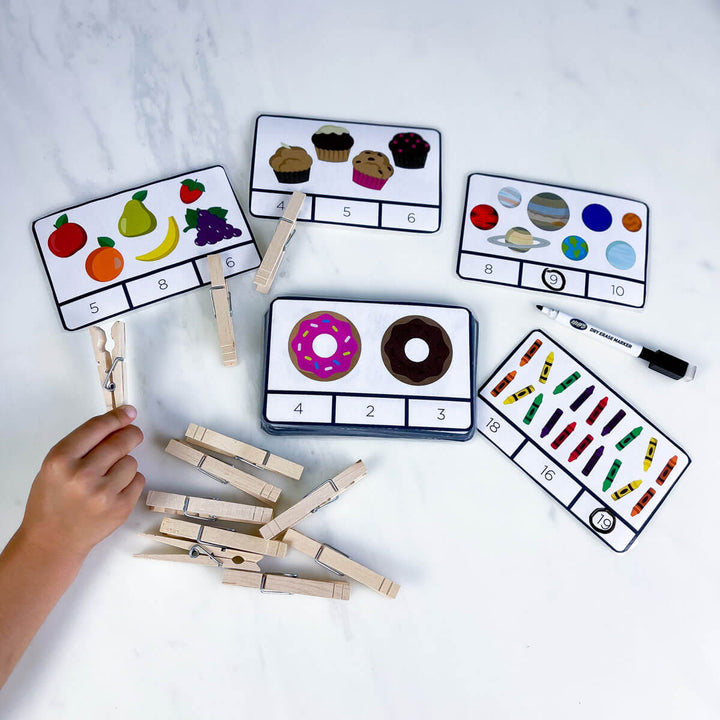 printable number cards 1-20 hands on clothespins pegs