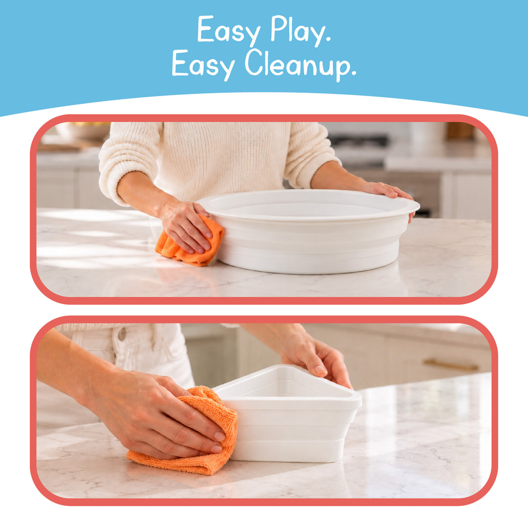 Easy cleanup - the bin and each removable section wipe clean with a cloth