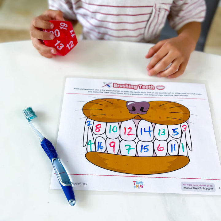 brushing teeth activity printable worksheet with numbers