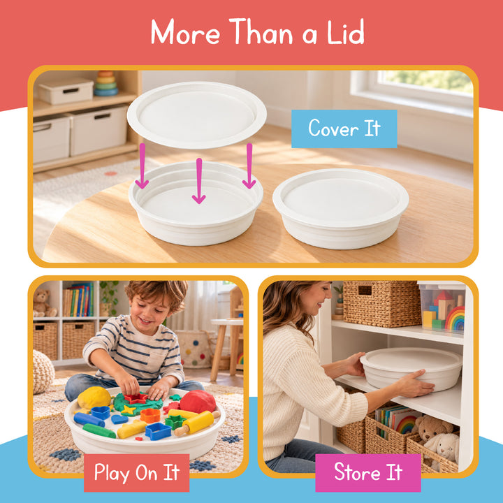More than a lid - cover the bin, flip it over to play on as a tray, or stack it away on a shelf