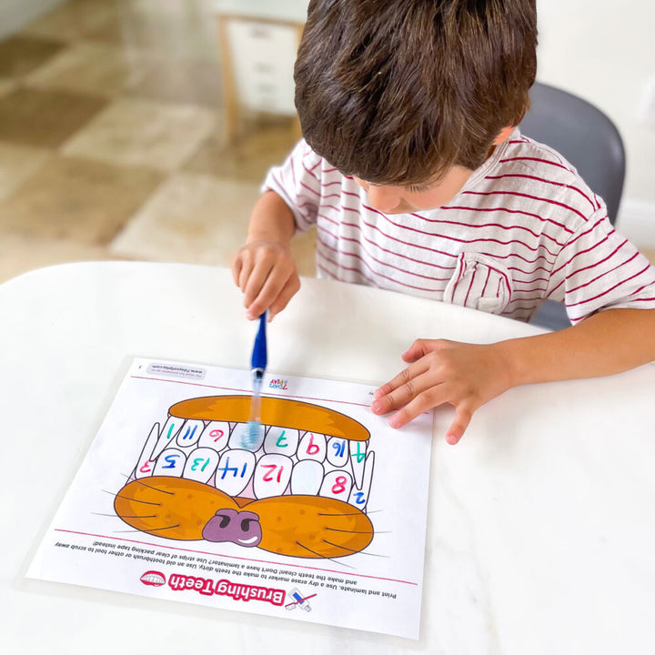 brushing teeth activity printable worksheet with letters
