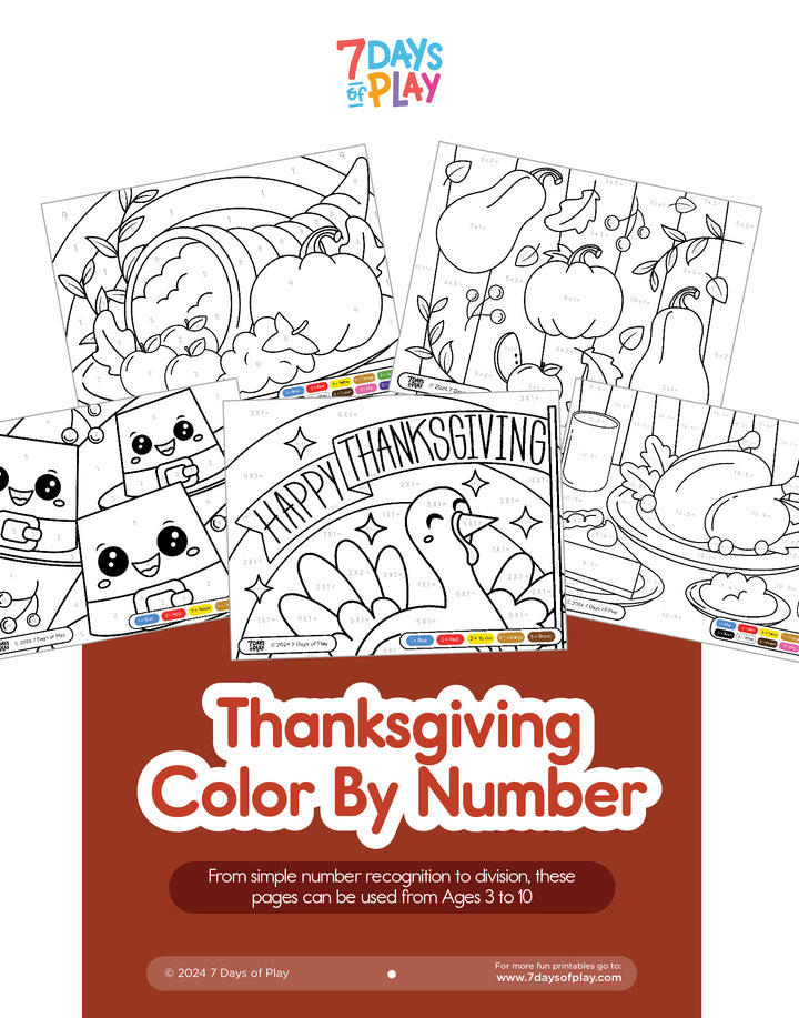 Thanksgiving Color By Number - Printable