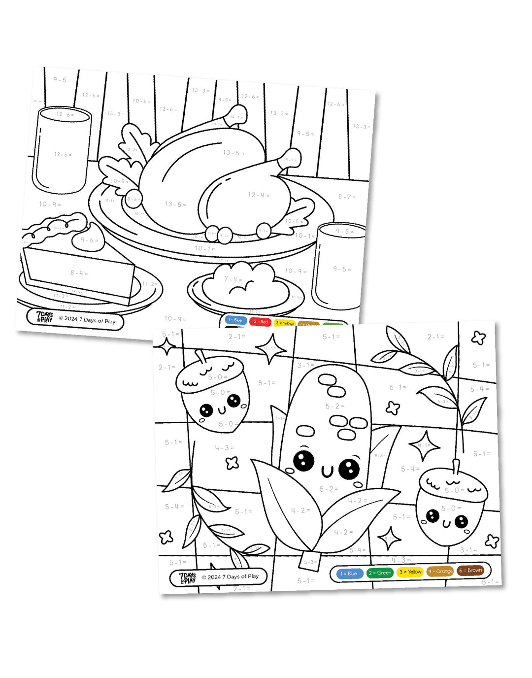 Thanksgiving Color By Number - Printable